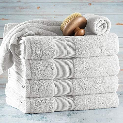 Hearth & Harbor Bath Towels for Bathroom - 100% Ring Spun Cotton Luxury Bathroom Towels - Ultra Soft & Highly Absorbent, Bath Towels Set of 6 - White