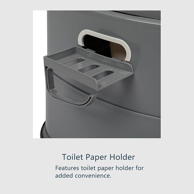 Portable Toilet with 1.3 Gal Detachable Inner Bucket and Removable Toilet Paper Holder, Indoor Outdoor Lightweight Porta Potty for Adults Kids Camping Boat RV Hiking Travel Toilet, Grey