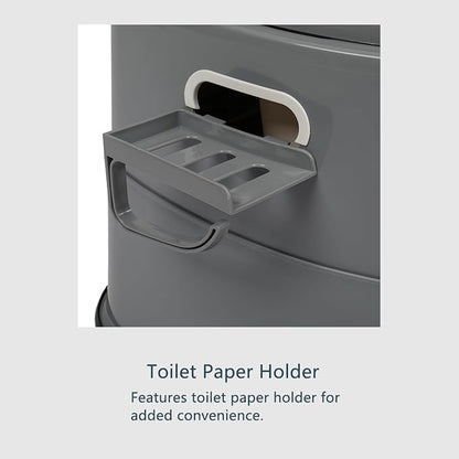 Portable Toilet with 1.3 Gal Detachable Inner Bucket and Removable Toilet Paper Holder, Indoor Outdoor Lightweight Porta Potty for Adults Kids Camping Boat RV Hiking Travel Toilet, Grey