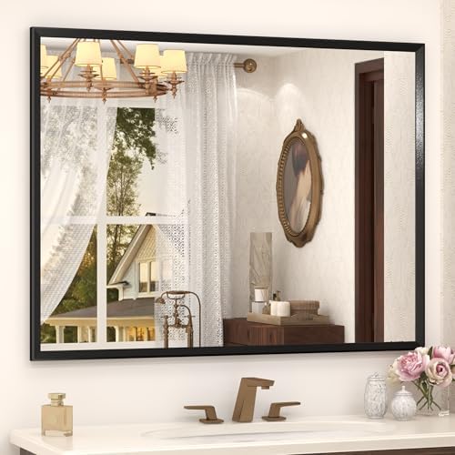 Black Framed Bathroom Mirror for Over Sink 44x36