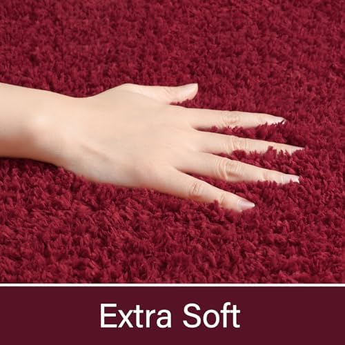 LOCHAS Bathroom Rug Runner 24x70 Inch, Bath Rugs Non Slip, Red