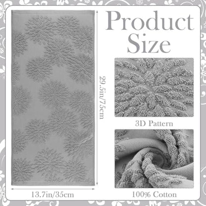 SmoothNovelty 2 Pcs Light Gray Dahlia Jacquard Hand Towels for Bathroom