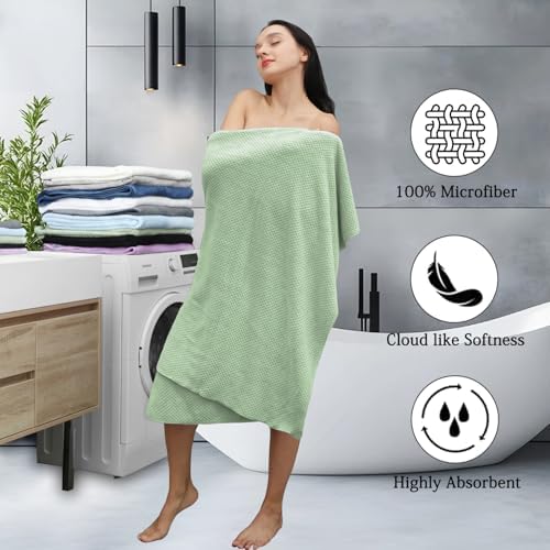 8-Piece Green Bath Towels Set,2 Oversized Large Bath Towels Sheet,2 Hand Towels and 4 Washcloths - 600 GSM Soft Luxury Towel Set,Highly Absorbent Quick Dry Towel Collection for Bathroom,Hotel and Spa
