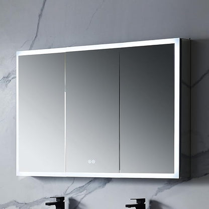 Blossom LED Lighted Mirror Medicine Cabinet, 48x32 Inch, Wall Mounted Recessed or Surface Bathroom LED Medicine Cabinet with Mirror, Makeup Mirror with Lights, Defogger, Adjustable Brightness