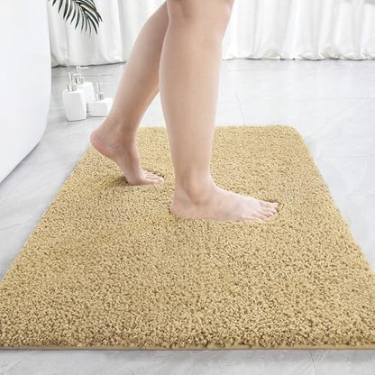 LOCHAS Bathroom Rugs 36x24 Inch, Microfiber Bath Rug Non Slip, Beige