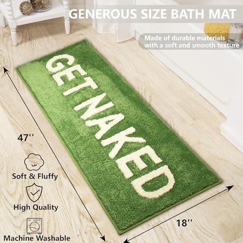 KOEXM Long Bathroom Rugs Runner 18" x 47", Sage Green Get Naked Bath Mat