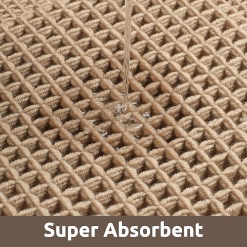 AMOAMI Waffle Bath Mat, Absorbent Bathroom Rugs Non Slip 18''x30'' Beige