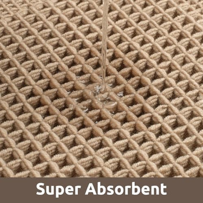 AMOAMI Waffle Bath Mat, Absorbent Bathroom Rugs Non Slip 18''x30'' Beige