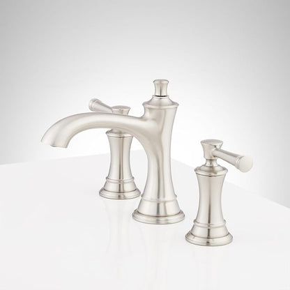 Signature Hardware 480488 Beasley 1.2 GPM Widespread Bathroom Faucet with Pop-Up Drain Assembly | Includes - Pop-Up Drain Assembly - Brushed Nickel