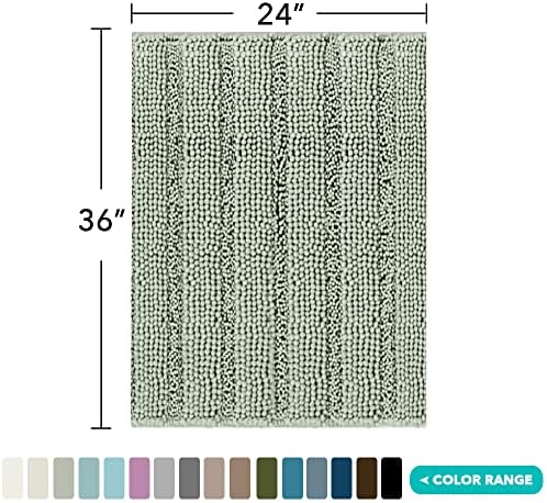 Turquoize Bathroom Rug 24"x36", Soft Absorbent Chenille Bath Rug, Sage