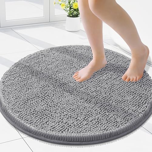 Smiry Round Bathroom Rugs 24X24, Chenille Extra Soft Absorbent Bath Mat