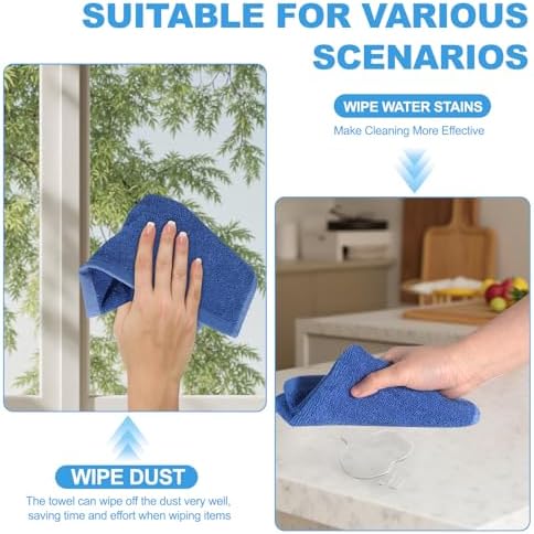 Washcloths Set, 12-Pack Cotton Wash Cloths, 12x12 Inch Blue