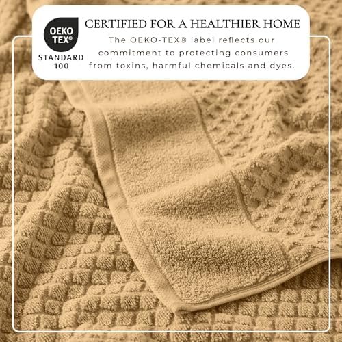 Great Bay Home Oversized Bath Sheets - 100% Cotton 2 Pack 68x35 Extra Large Towel - Absorbent, Durable, Quick-Dry Towels for Bathroom (Sand)