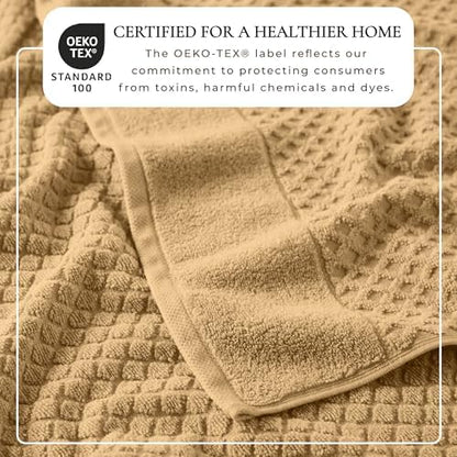 Great Bay Home Oversized Bath Sheets - 100% Cotton 2 Pack 68x35 Extra Large Towel - Absorbent, Durable, Quick-Dry Towels for Bathroom (Sand)