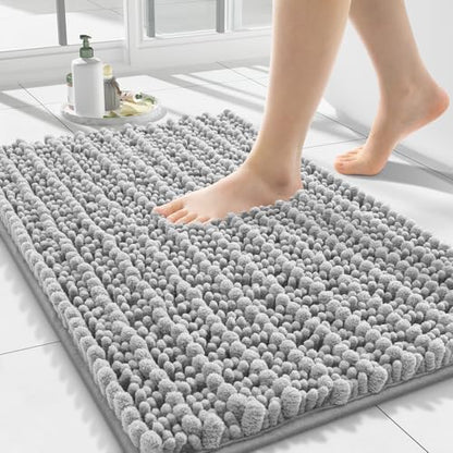 Smiry Bathroom Rugs 24X16, Extra Soft Rubber Backing Chenille Bath Mats