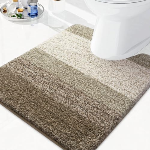 Arotive Microfiber Bathroom Rugs, Soft Absorbent Contour Toilet Rugs, 24x20