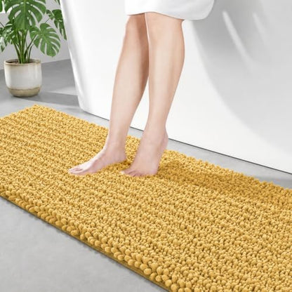 Disolla Yellow Bathroom Runner Rug 24x60 Inch - Large Long Chenille Bath Mat, Thick Shaggy Plush Absorbent Floor Mat, Non-Slip Runner for Master Bathroom and Bedside