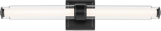 Kichler Laurene LED Bath Bar Light, Black | Linear vanity light with clear glass for bathroom mirrors (26.5" x 5"), 55238BKLED