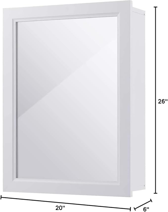 LDAILY LUARANE Bathroom Medicine Cabinet with Mirror, Wall Mounted Mirror Cabinet with Adjustable Shelf, Storage Organizer Cabinet for Bathroom Room Living Room Entryway (White)
