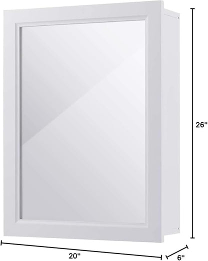 LDAILY LUARANE Bathroom Medicine Cabinet with Mirror, Wall Mounted Mirror Cabinet with Adjustable Shelf, Storage Organizer Cabinet for Bathroom Room Living Room Entryway (White)