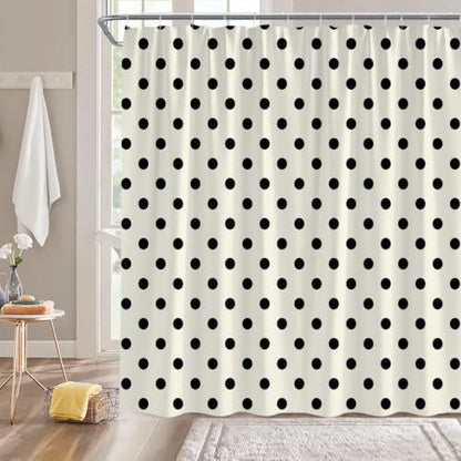 Polka Dot Shower Curtain Cream Beige Retro Spot Vintage Fabric Decorative Bathroom Curtains with Hooks,67" Wx70 H
