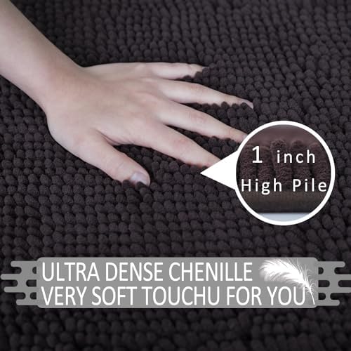 Bathroom Rugs Sets 3 Piece Non Slip,Bath Rugs with PVC Backing Bath Carpet,Bathroom Rug Washable,Absorbent,Plush Carpet Mats,Bath Mats for Bedroom, Kitchen,Tub,Home Decor（ Coffee）