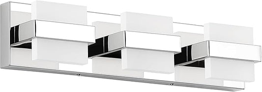 SOLFART Vanity Lights for Bathroom, Dimmable Bathroom Light Fixtures, Chrome 3 Lights Vanity Lights for Bathroom, High-End Modern LED Light