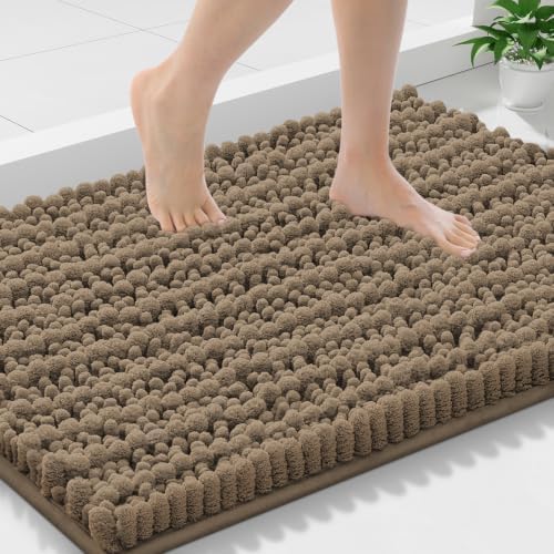 Smiry Bathroom Rugs 30X18, Extra Soft Rubber Backing Chenille Bath Mats