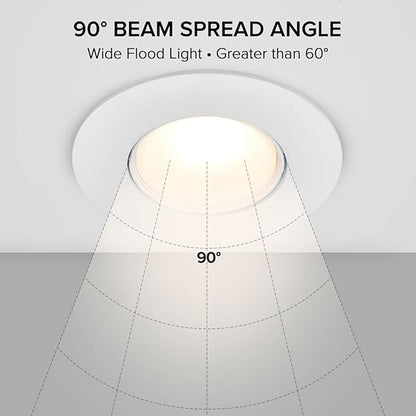 Maxxima 5" and 6" Rotatable LED Retrofit Downlight Gimbal - 1200 Lumens, 11 Watts, Dimmable, 5 CCT 2700K/3000K/3500K/4000K/5000K, Recessed Ceiling Light Fixture, Ideal for Kitchens and Dining Rooms
