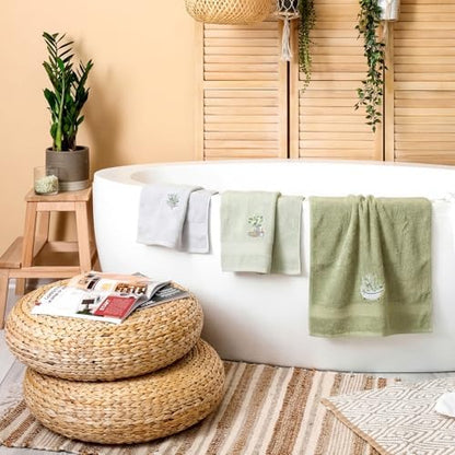 Peryiter 3 Pack Eucalyptus Leaves Decorative Bath Towel Set