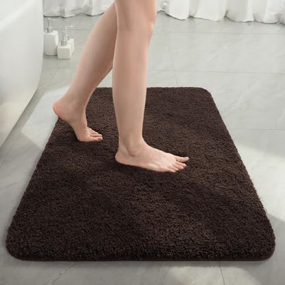 LOCHAS Bathroom Rugs 36x24 Inch, Microfiber Bath Rug Non Slip, Brown