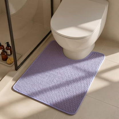 Triohero Toilet Rug, Thin Toilet Rugs U Shaped Washable Non Slip Absorbent Quick Dry Low Pile Toilet Mat, Lavender 20"x24" U Shape