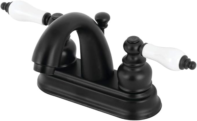 Kingston Brass KB5610PL Restoration 4 in. Centerset Bathroom Faucet, Matte Black