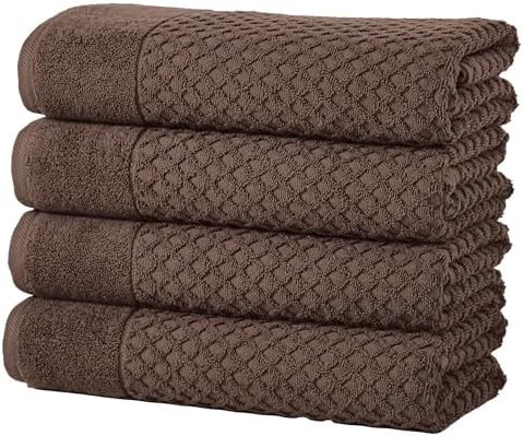 Great Bay Home Bath Towels - 100% Cotton 4 Pack 54x27 Bath Towel Set - Absorbent, Durable, Quick-Dry Towels for Bathroom (Chocolate)