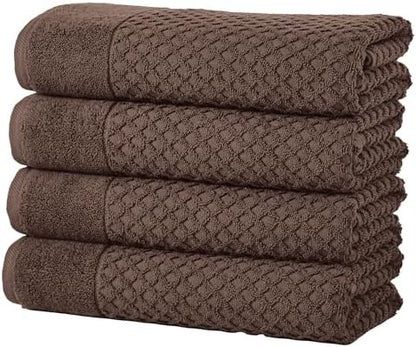 Great Bay Home Bath Towels - 100% Cotton 4 Pack 54x27 Bath Towel Set - Absorbent, Durable, Quick-Dry Towels for Bathroom (Chocolate)