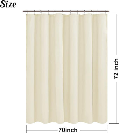 Embossed Microfiber Shower Curtain Liner 70 x 72 inches, Soft Fabric Shower Curtain Washable and Water Repellent,70x72, Cream