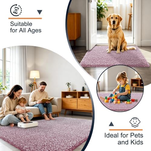 OLANLY Microfiber Bathroom Rugs 44x32, Quick Dry Mat, Burgundy and White