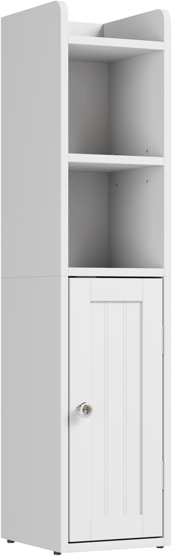 ChooChoo Small Bathroom Storage Cabinet, 7.1“W * 7.9”D Corner Floor Cabinet with Door and Adjustable Shelf, Narrow Toilet Paper Cabinets, Slim Bathroom Organizers for Small Spaces and Bathroom, White
