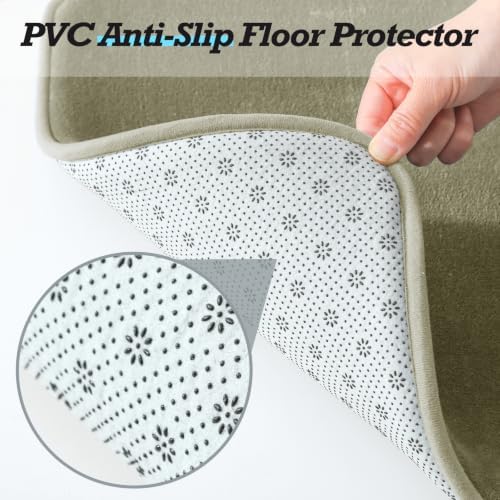 HUXMEYSON Bathroom Rugs Sets 2 Piece, Non-Slip & Quick Dry Bath Mat Set, Ultra Soft Velvet Bath Rugs for Bathroom, Toilet and Shower Floor, Olive Green