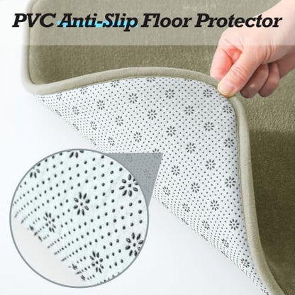 HUXMEYSON Bathroom Rugs Sets 2 Piece, Non-Slip & Quick Dry Bath Mat Set, Ultra Soft Velvet Bath Rugs for Bathroom, Toilet and Shower Floor, Olive Green