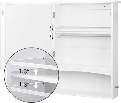 VASAGLE Mirror Cabinet, Bathroom Wall Storage Cabinet, Medicine Cabinet, Wooden, White UBBC21WT