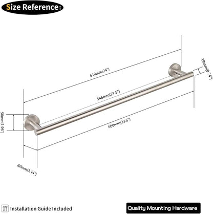 GERZWY 24-Inch Bath Towel Bar Brushed Stainless Steel Bathroom Towel Bar Contemporary Style Wall Mount for Bath Kitchen AG1101C60-LS