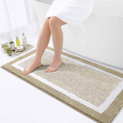 OLANLY Bathroom Runner Rugs 44x24, Long Bath Mats for Bathroom Floor, Beige