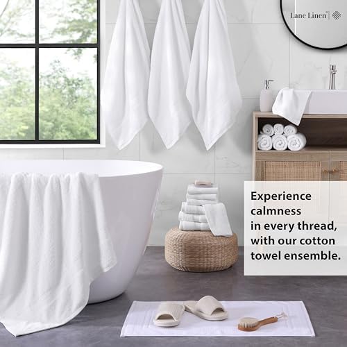 LANE LINEN Bath Towel Set 100% Cotton 18 Piece Soft Absorbent - White
