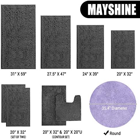 Large Round Area Rug Set for Bathroom 36"x36" Soft Plush Chenille Bath Mat, Water Absorbent Non-Slip Bathroom Rug | Washable Shag Carpet for Shower, Bedroom, or Home Décor | 36"x36" Round | Lavender