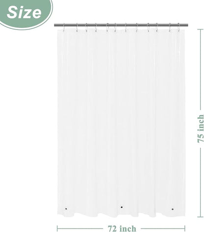 Mrs Awesome 72x75 Long Shower Curtain Liner Clear | 3 Bottom Magnets,12 Rustproof Grommets,Water Proof Lightweight PEVA,72W x 75H for Bathroom Long Size