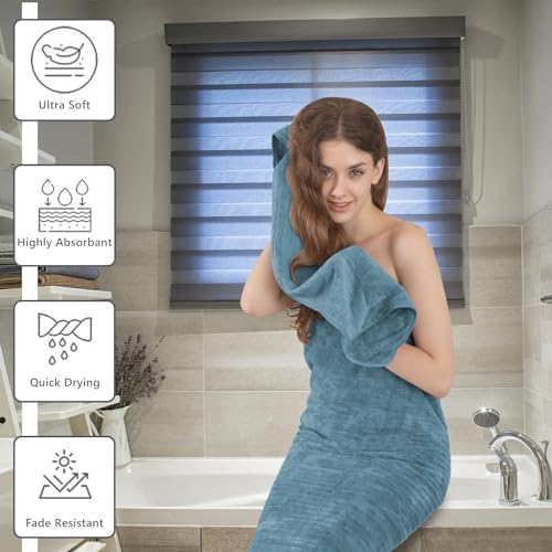 Extra Large Bath Sheet Set of 4,Ultra Soft Fluffy Towel,35”x 70”Oversized Bath Towel Set,Premium Microfiber Bathroom Towel Set Highly Absorbent Quick Dry Shower Towel for Bathroom,Hotel,Spa(Turquoise)