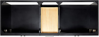 ARIEL Hamlet 60-inch Bathroom Vanity with Sink,Solid Wood, 1.5-inch Carrara White Quartz Countertop & Backsplash, Double Rectangular Porcelain Sink, 4 Soft Closing Doors, 3 Dovetail Drawers, Black