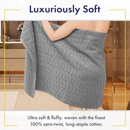 Alusa Home Ultra Soft & Stylish 700 GSM Luxury Bath Towels - 100% Zero-Twist, Long-Staple Cotton - Remarkably Absorbent & Quick Drying - 6 Piece Towel Set (Pewter Grey)