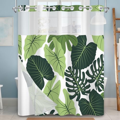No Hook Shower Curtain and Liner Set 71x74 Inch